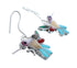Multicolor Genuine Sterling Silver Zuni Hummingbird Hook Dangle Earrings AX127602